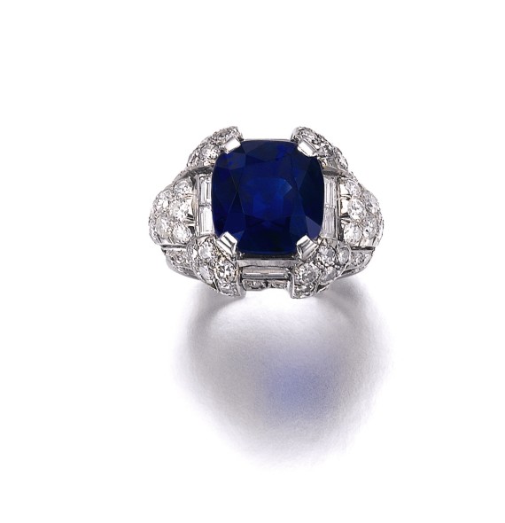 Lot 365 Superb sapphire and diamond ring, 1930s Estimate: CHF 950,000 –1, 430,000 / US$ 1,000,000 – 1,500, 000