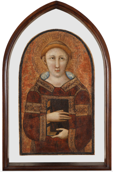 NICCOLÒ DI SER SOZZO (Siena, notizie dal 1336 – 15 giugno 1363), attr. San Lorenzo Tempera su tavola, 56,5x33,5 cm Il dipinto è accompagnato da un’expertise del Prof. Giuliano Briganti. € 30/40.000
