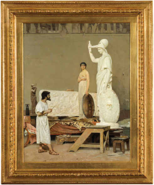 877 RAFFAELLO SORBI Firenze, 1844 ; 1931 Fidia che scolpisce la statua di Minerva Firmato 'R Sorbi' in basso a destra 1869 Stima € 50.000 - 60.000