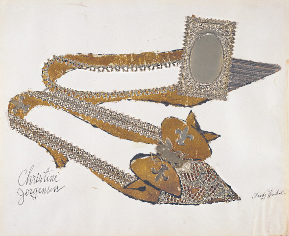 Andy Warhol, Christine Jorgenson (1956). Collaged metal leaf and embossed foil with ink on paper. Sammlung Froehlich, Leinfelden-Echterdingen, Germany. © The Andy Warhol Foundation for the Visual Arts, Inc. / Artists Rights Society (ARS) New York.