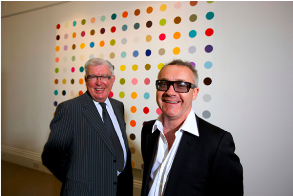 FRANK DUNPHY AND DAMIEN HIRST. CREDIT: MARTIN BEDDALL / ALAMY STOCK PHOTO
