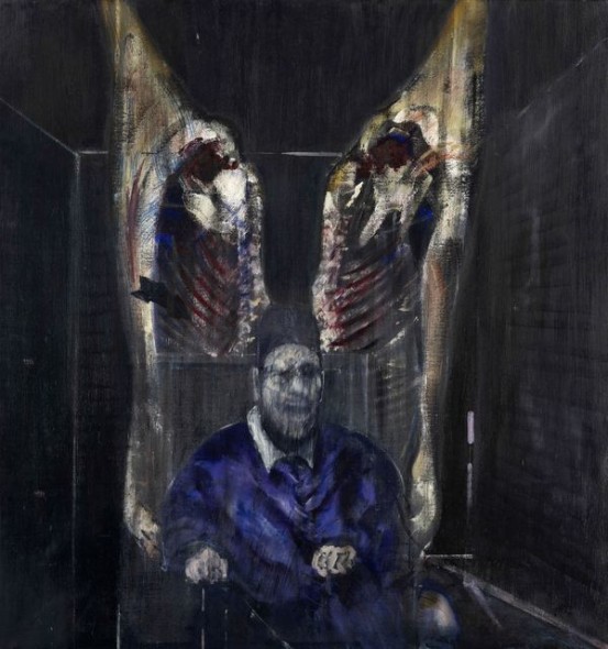 FRANCIS BACON, FIGURE WITH MEAT, 1954 Oil on canvas 129.9 x 121.9 cm Harriott A. Fox Fund, 1956.1201. Chicago (IL), Art Insitute of Chicago. © 2017. The Art Institute of Chicago / Art Resource, NY/ Scala, Florence © The Estate of Francis Bacon. All rights reserved / 2018, ProLitteris, Zurich