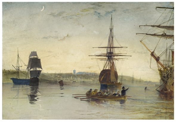 Joseph Mallord William Turner, R.A. LONDON 1775 - 1851 WEST COWES, ISLE OF WIGHT Watercolour over traces of pencil, heightened with bodycolour, scratching out and stopping out 291 by 425 mm Estimate 200,000 — 300,000 GBP LOT SOLD. 322,000 GBP 