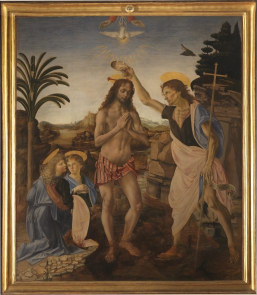 Andrea del Verrocchio (Firenze, 1435 – Venezia 1488) Leonardo da Vinci (Vinci 1452 – Amboise 1519) Battesimo di Cristo circa 1475 tempera e olio su tavola