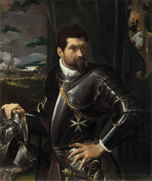 Ludovico Carracci (Bologna 1555-1619) Portrait of Carlo Alberto Rati Opizzoni in armour, three-quarter-length, wearing the Order of the Knights of Malta, the city of Bologna beyond Price realised GBP 5,071,250 Estimate GBP 3,500,000 - GBP 5,000,000