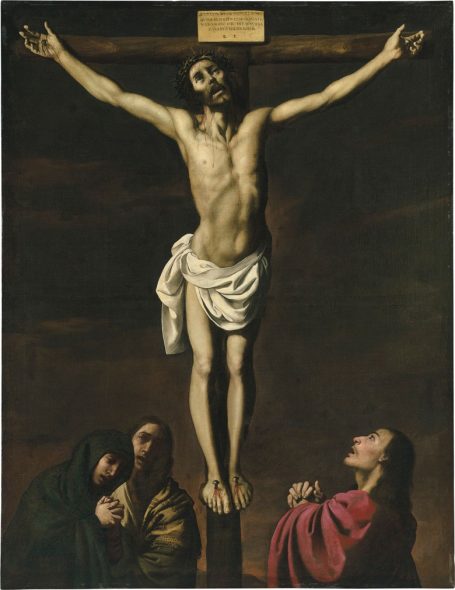 Sacred Noise Francisco de Zurbarán (1598-1664), Christ on the Cross, with the Virgin and Saints Mary Magdalene and John the Evangelist. Oil on canvas. 83½ x 64¼ in (212 x 163 cm). Private Collection