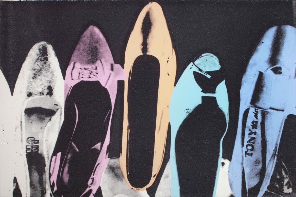 Andy Warhol Shoes, 1980 sprint with diamond dust on Arches Aquarelle paper cm. 102,2 x 151,1 Courtesy Galleria d'Arte Maggiore g.a.m., Bologna/Milan