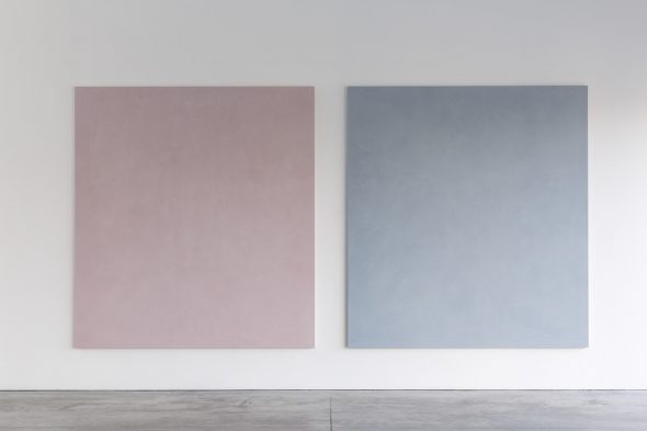 Parole di colore, rosa, 2011; Parole di colore, grigio verso l'azzurro, 2011, Colour impasto on panel, cm 240x220x4 each
