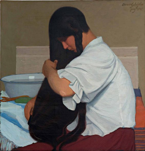 Oscar Ghiglia - Donna che si pettina, 1909