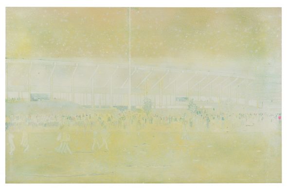 Peter Doig B. 1959 BUFFALO STATION II signed, titled and dated 1997/98 on the reverse oil on canvas 175.3 by 269.9 cm. 69 by 106 1/4 in.