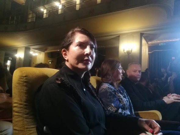 Marina Abramovic alla conferenza a Palazzo Strozzi, Firenze