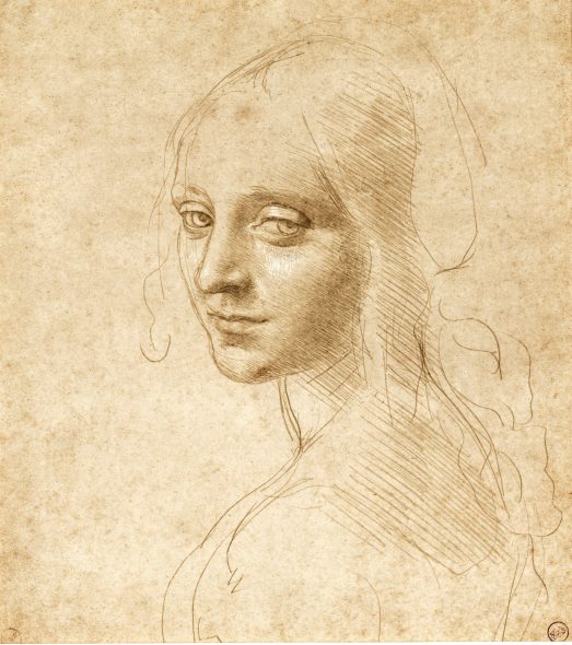 Leonardo da Vinci (1452-1519) A Girl’s Head and Shoulders, Three-Quarters to the Left, c. 1490 Metalpoint, heightened with white on paper with a pale ochre yellow preparation, Biblioteca Reale, Turin