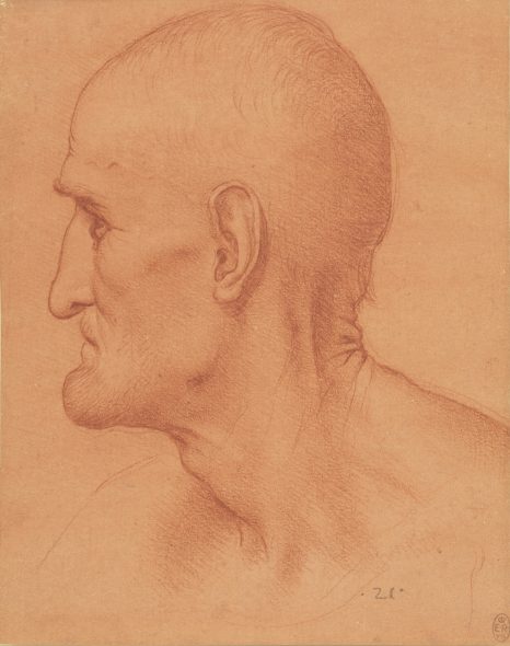 Attributed to Leonardo da Vinci (1452-1519) Study for the Head of St Simon, c. 1494 Red chalk on paper with a red preparation Royal Collection Trust / © Her Majesty Queen Elizabeth II