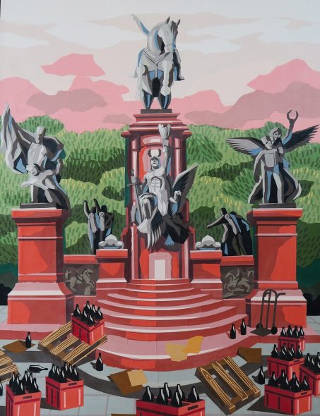 JAZ, Plaza San Martin Y la Reparticion Fallida, collage on canvas, 2018 