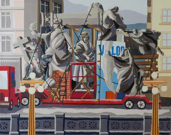 JAZ, Valor, collage on canvas, 2018