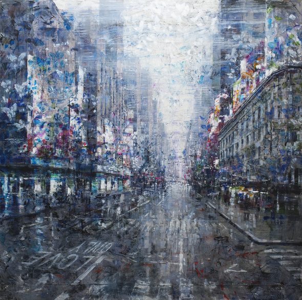 Only love #001 olio su carta su tela/oil on paper on canvas 150x150 cm