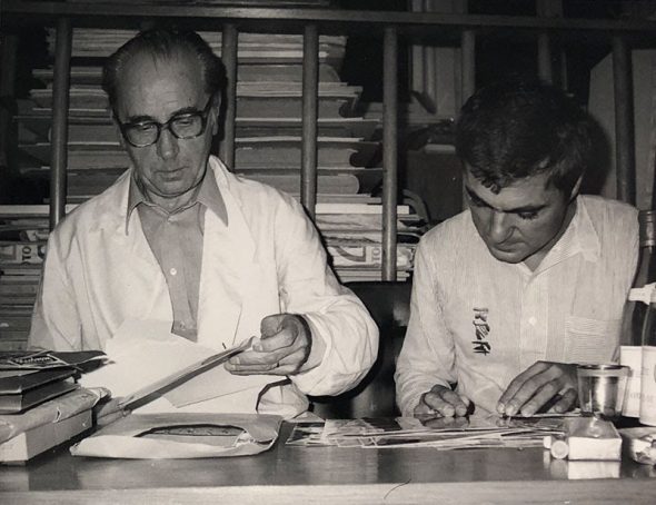 Giancarlo Politi nello studio di Jiri Kolar (Settembre 1976)