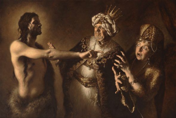 Giovanni Gasparro, Amoris laetitia. San Giovanni Battista ammonisce l'adulterio di Erode Antipa ed Erodiade, 2017