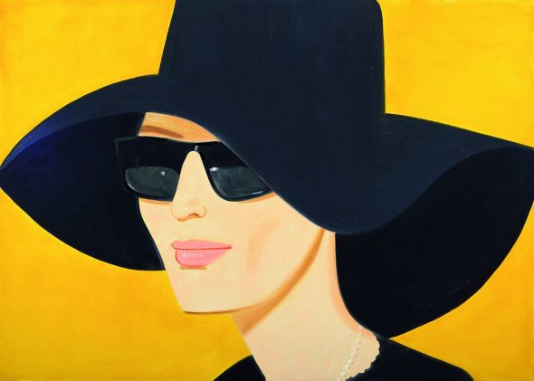Alex Katz, "Ulla in Black Hat", 2010, oil on canvas, 152.4 x 213.4 cm (60 x 84 in). AKZ 1431
