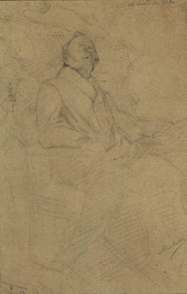 Angelo Morbelli - La morte di Goethe -1880 - matita su carta grigio-verde