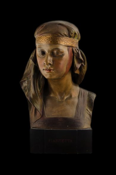 Carlo Fait- Fiammetta- 1912- modellato in terracotta dipinta ad olio
