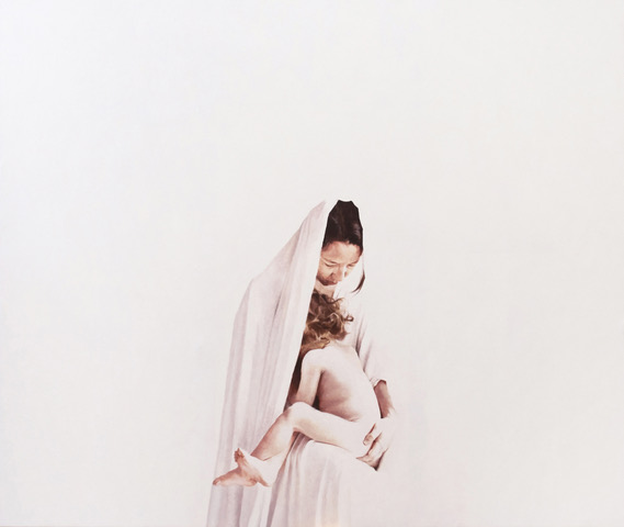 Elvis Spadoni - Dove scorre latte e miele (Maria con bambino), 2018, olio su tela, 160x135cm