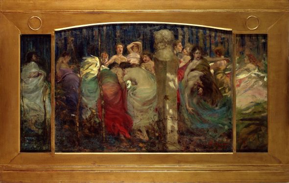 Filippo Omegna - Ballata d'autunno 1904 - olio su tela, trittico