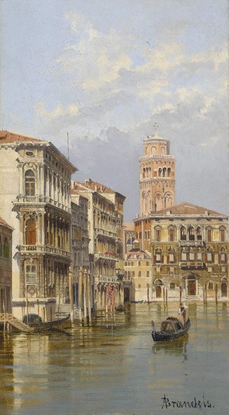 Antonietta Brandeis - Venice, a view of the Grand Canal, coming from Piazza San Marco towards Palazzo Balbi - EST. $8000-12.000