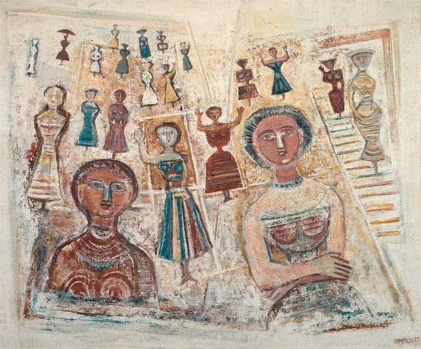 Massimo Campigli Berlino 1895 - St.Tropez 1971 DONNE CHE SALUTANO, 1957