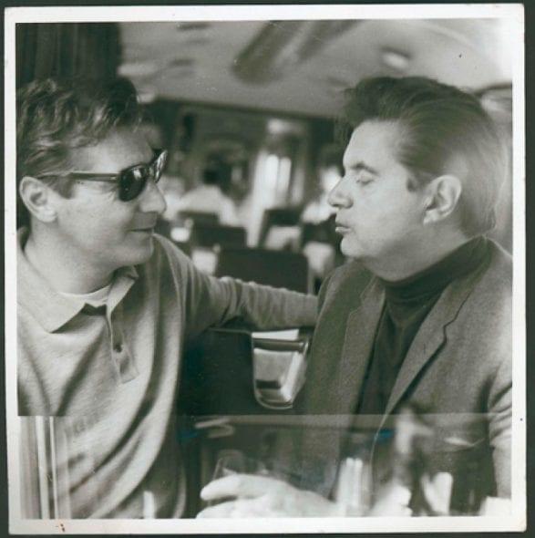 Black and white photograph of Francis Bacon and George Dyer on the Orient Express, 1965 Photos: John Deakin Collection: Dublin City Gallery The Hugh Lane © The Estate of Francis Bacon. All rights reserved. DACS 2014