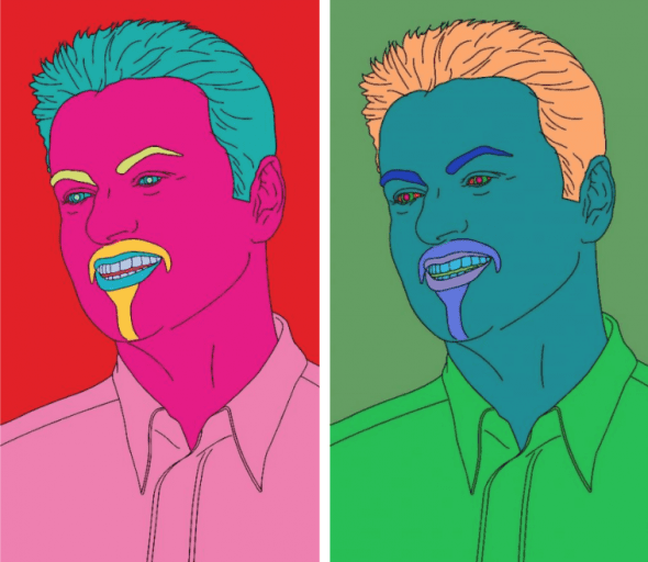 Michael Craig Martin, Commissioned Self Portrait (George) sold online for £175,000 / $240,975 / 212,625, a new record for the artist
