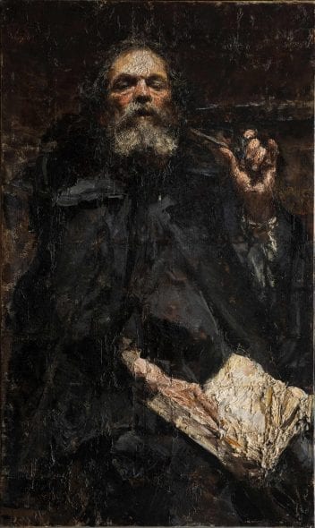 Antonio MANCINI (Roma 1852 – 1939) Il vecchio con la pipa, ca. 1895 Olio su tela, 100 x 60 cm PROVENIENZA: Roma, Collezione di Amelia e Aldo Ambron