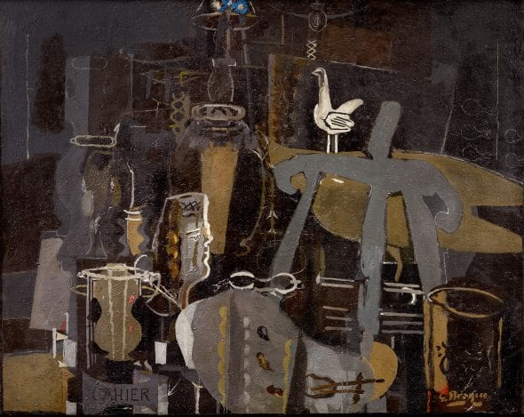  Georges Braque, Atelier VI, 1950-1951, olio su tela, cm 130 x 162,5. Saint-Paul-de-Vence, Fondation Marguerite et Aimé Maeght © Claude Germain - Archives Fondation Maeght (France) © Georges Braque by SIAE 2019