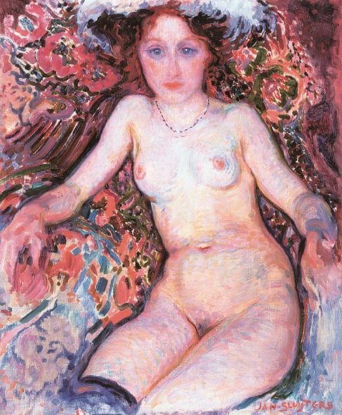 Jan Sluijters, Donna con cappello piumato e calze blu, 1910 co Pictoright Amsterdam 2018. Singer Laren, donation Nardinc collection