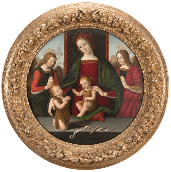 Madonna con Bambino benedicente, San Giovannino e due angeli del Maestro del Tondo di Greenville (lotto 244