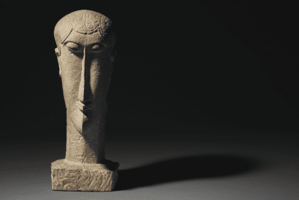 Property from a European Private Collection | Amedeo Modigliani,Tête, limestone, carved circa 1911-1912 | $30,000,000-40,000,000