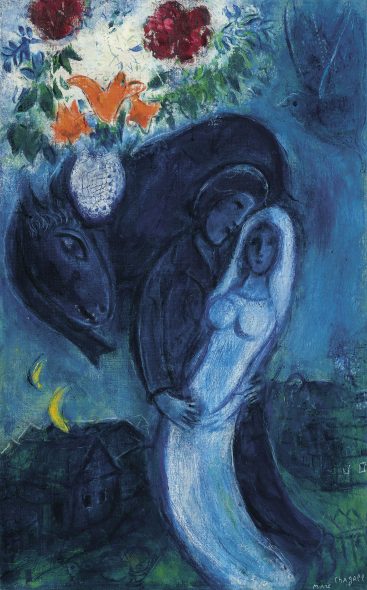 Marc Chagall (1887-1985) Fleurs au-dessus des fiancés bleus or Les amoureux bleus Price realised GBP 1,211,250 Estimate GBP 500,000 - GBP 700,000