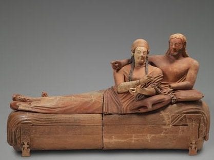 Саркофаг супругов, Черветери, около 530 - 520 г. до Р.Х. Париж, Лувр, © Музей Лувр. Филипп Фузо