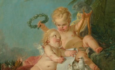 PROPERTY FROM AN IMPORTANT AMERICAN COLLECTION FRANÇOIS BOUCHER PARIS 1703 - 1770 AN ALLEGORY OF POETRY (Particolare) oil on circular canvas diameter: 23 1/4  in.; 59.1 cm.  Sotheby's Estimate 300,000 — 500,000 USD  