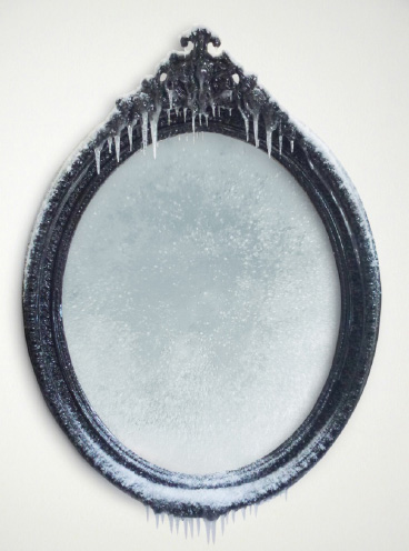 Laurent Pernod Mon beau miroir, 2014 Pièce unique Dimensions 112x145x13cm Miroir, bois, peinture acrylique, métal, résine, neige et givre artificiels Vendu : 8 500 €