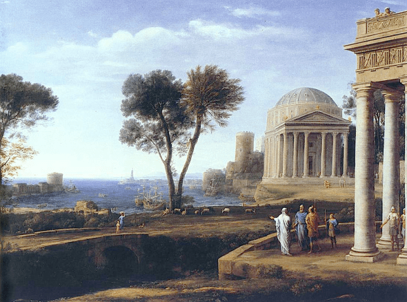 Пейзаж Эней в Делосе. Клод Лоррен. 1672 г. Холст, масло. Национальная галерея, Лондон, Великобритания