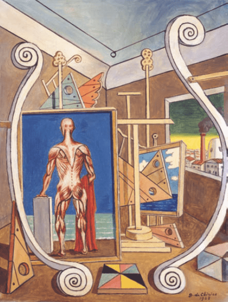  Interno metafisico con nudo anatomico, 1968 olio su tela, cm. 79,5x59,5