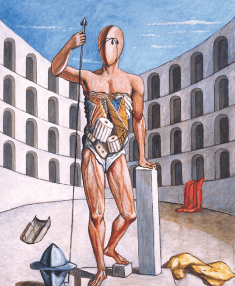 Gladiatore nell’arena, 1975 olio su tela, cm. 90x70