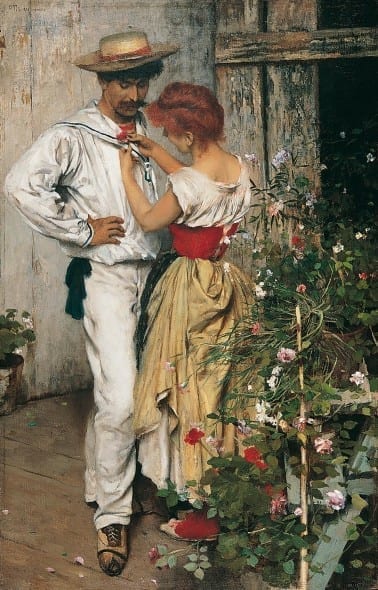 Ettore Tito, La mia rossa, 1888, olio su tela, cm 61x39,5, Fondazione Internazionale Balzan