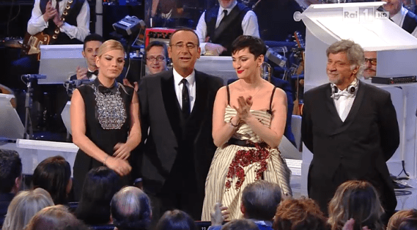 Sanremo2015-finale-Emma,Conti,Arisa,maestro Pirazzoli
