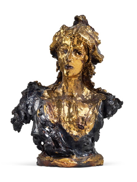 Lucio Fontana (1899 - 1968) Busto di donna (Minerva), 1949, terracotta dipinta e smaltata, 59 x 44 x 27 cm  stima € 160.000 - 220.000 