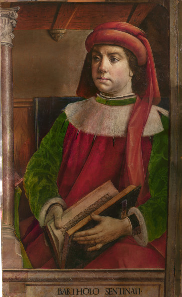Giusto di Gand (Joos Van Wassenhove) Antwerpen (B), not. 1460 – 1475 Pedro Berruguete (Paredes de Nava) Palencia (SP), 1450ca. – 1505 Bartolo da Sassoferrato  Dipinto su tavola, 95 x 57 cm  Urbino 