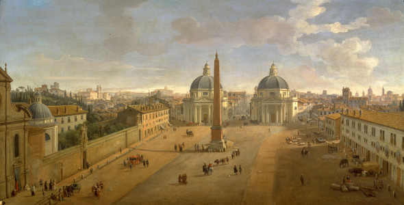 Caspar Van Wittel - Veduta di Piazza del Popolo a Roma, 1718