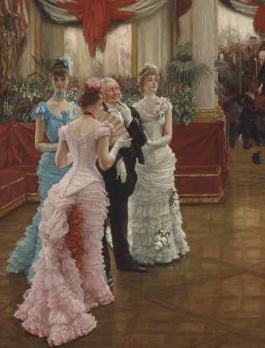 James (Jacques) Joseph Tissot (1836-1906) Les Demoiselles de Province signed 'J.J. Tissot' (lower right) oil on canvas 58 x 40 ¼ in. (147.3 x 102.2 cm.)
