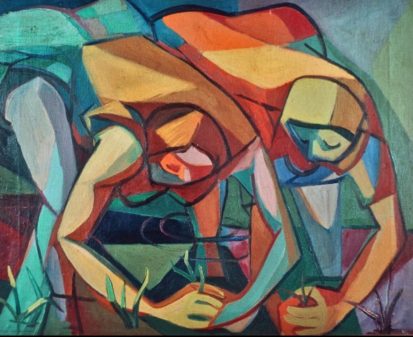 Aldo Borgonzoni Le mondine 1948  Olio su tela, cm 52,8 x 67 Suzzara (Mantova), Galleria del Premio Suzzara